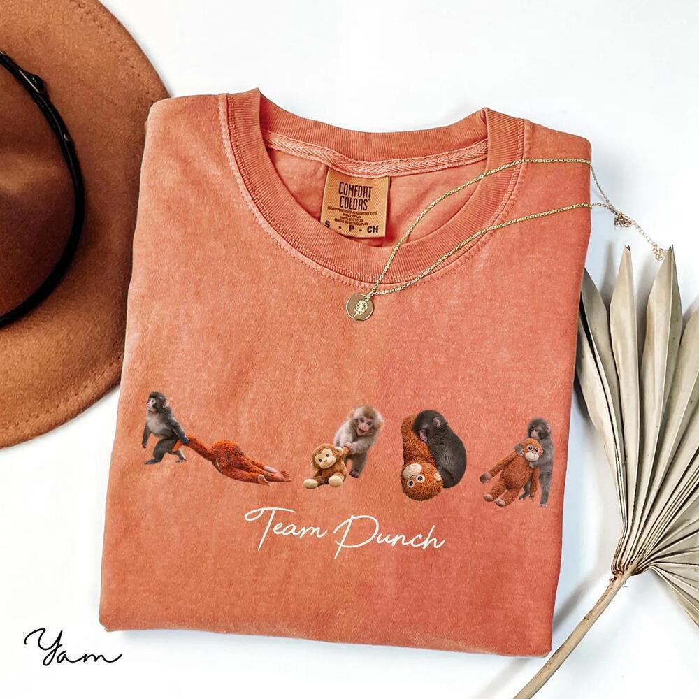Team Punch T-Shirt, Baby Monkey Punch With Plush Toy t-shirt